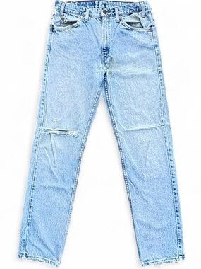 90s Levi's ORANGE TAB 505 Regular Fit Straight Leg Jeans 32x32 VTG Distressed